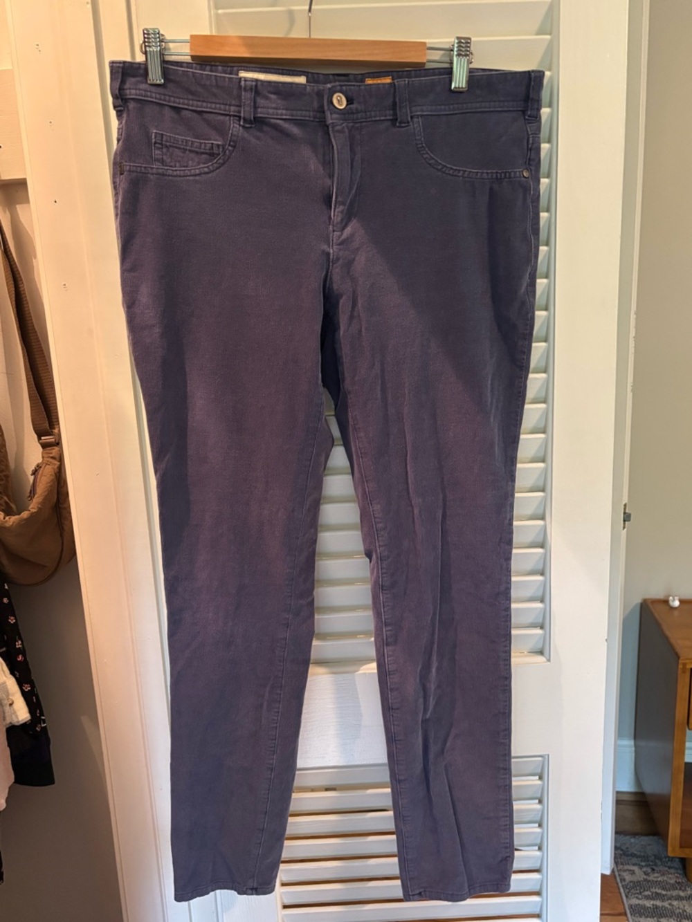 Pilcro and the Letterpress lavender-blue corduroy pants